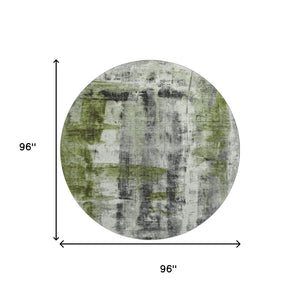 HomeRoots 8' X 10' Olive Green Charcoal Ivory Washable Area Rug - UV Protected, Stain Resistant, Stylish Design 719278