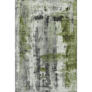 HomeRoots 10' X 14' Olive Green Charcoal Ivory Abstract Rug - Washable, UV Protected, Stain Resistant Design 719280