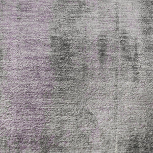 HomeRoots 8' Modern Abstract Purple Charcoal Ivory Round Rug - Washable, UV Protected, Pet-Friendly Design 719283