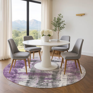 HomeRoots 8' X 10' Stylish Purple Charcoal Ivory Abstract Area Rug - Washable, UV-Protected, Stain-Resistant! 719284