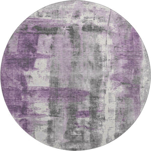 HomeRoots 8' X 10' Stylish Purple Charcoal Ivory Abstract Area Rug - Washable, UV-Protected, Stain-Resistant! 719284