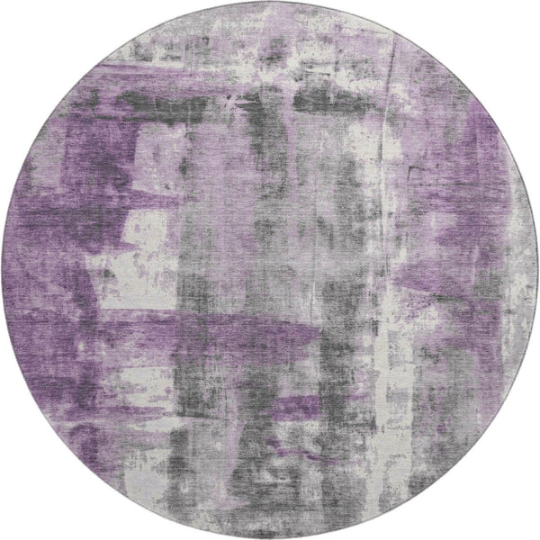 HomeRoots 8' X 10' Stylish Purple Charcoal Ivory Abstract Area Rug - Washable, UV-Protected, Stain-Resistant! 719284