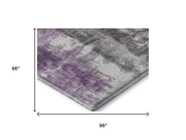HomeRoots 8' X 10' Stylish Purple Charcoal Ivory Abstract Area Rug - Washable, UV-Protected, Stain-Resistant! 719284
