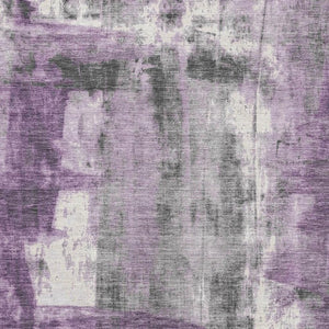HomeRoots 9' X 12' Purple Charcoal & Ivory Abstract Washable Area Rug - UV Protection & Stain Resistant! 719285
