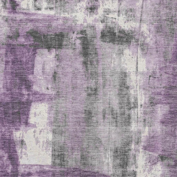 HomeRoots 9' X 12' Purple Charcoal & Ivory Abstract Washable Area Rug - UV Protection & Stain Resistant! 719285