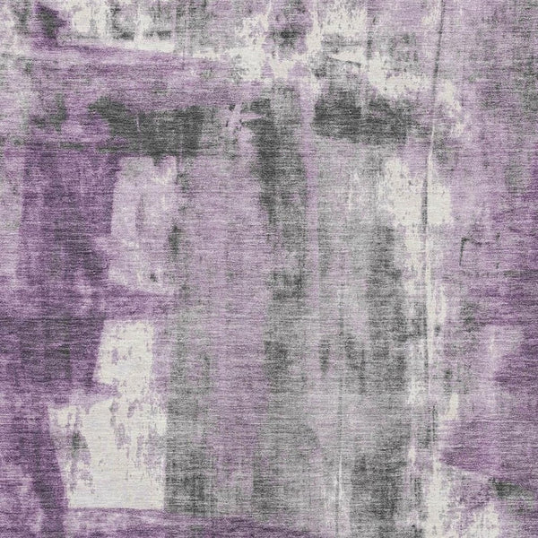 HomeRoots 10' X 14' Abstract Area Rug in Purple, Charcoal & Ivory - Washable, UV Protected, Non-Slip Design 719286