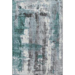 HomeRoots 10' X 14' Teal Charcoal Ivory Abstract Rug - Stylish, Washable, UV Resistant for Modern Homes 719292