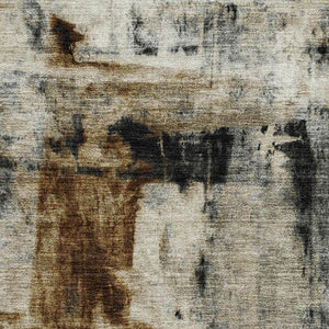 HomeRoots 5' X 8' Washable Modern Abstract Area Rug in Taupe, Charcoal & Brown with UV Protection & Non-Slip 719294