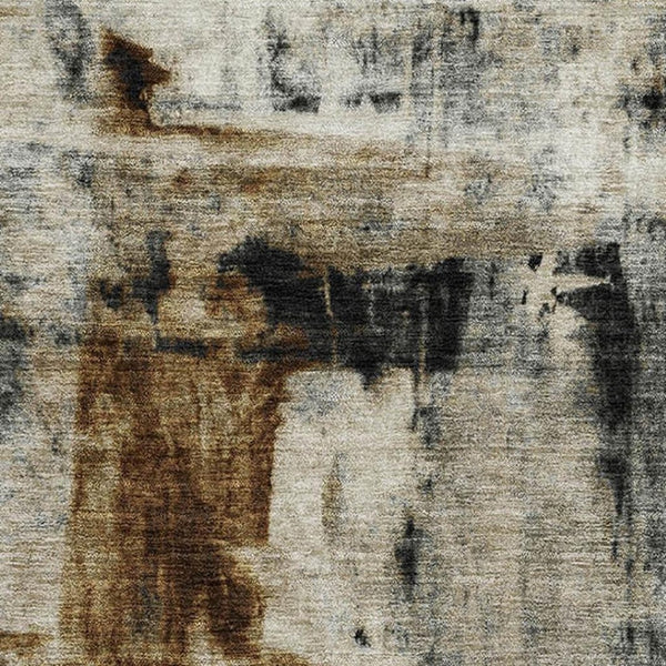 HomeRoots 5' X 8' Washable Modern Abstract Area Rug in Taupe, Charcoal & Brown with UV Protection & Non-Slip 719294