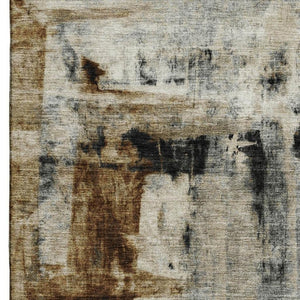 HomeRoots 5' X 8' Washable Modern Abstract Area Rug in Taupe, Charcoal & Brown with UV Protection & Non-Slip 719294