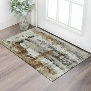 HomeRoots 5' X 8' Washable Modern Abstract Area Rug in Taupe, Charcoal & Brown with UV Protection & Non-Slip 719294