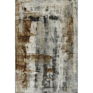 HomeRoots 9' X 12' Abstract Washable Area Rug in Taupe & Charcoal - UV Protected, Stain Resistant, Durable Design 719297