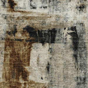 HomeRoots 10' Abstract Area Rug in Taupe Charcoal & Brown - Washable, UV Protected, Durable for Busy Homes 719298