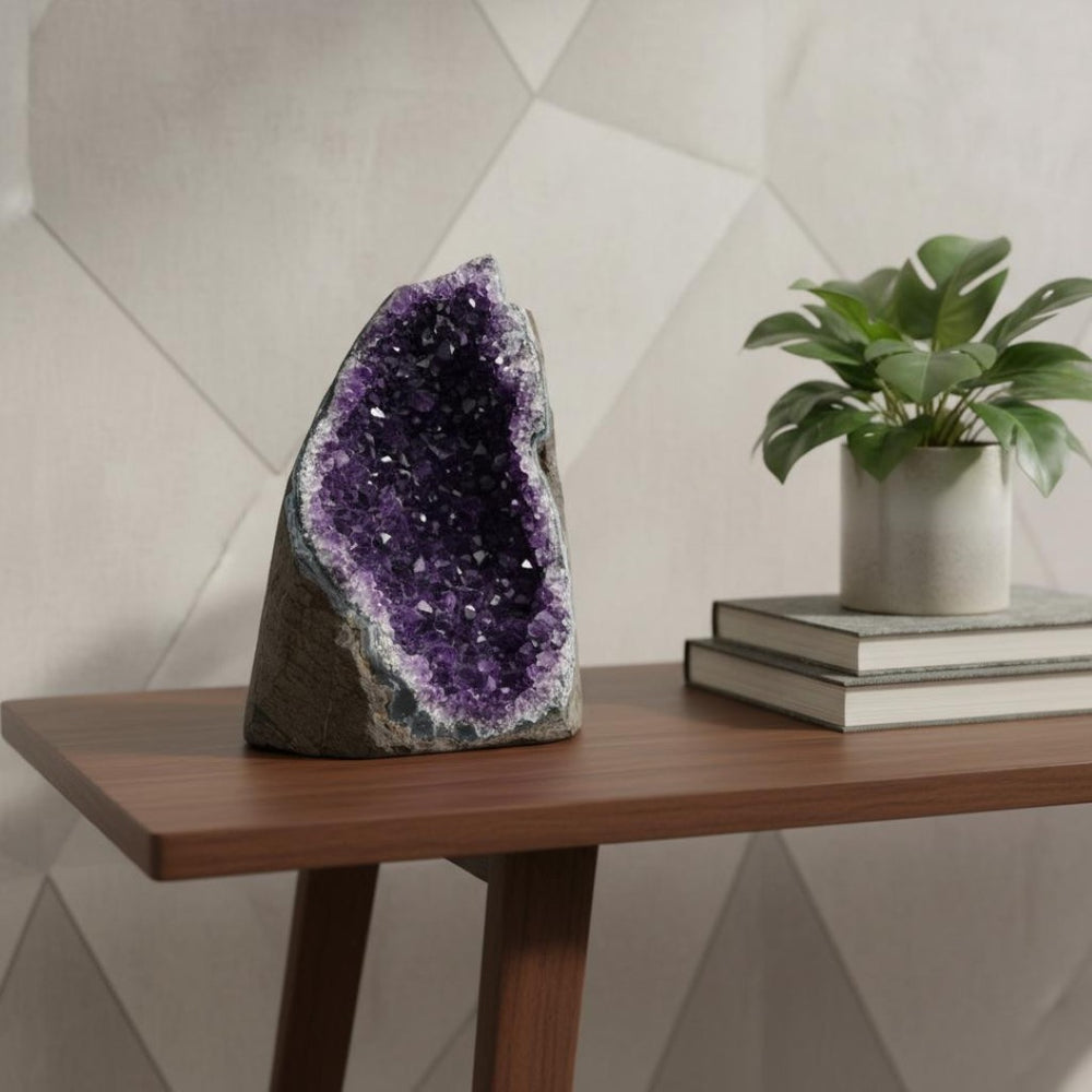 HomeRoots 7" Purple Glass Crystal - Hand-Finished Art Piece for Elegant Décor, Perfect Gift for Any Occasion 719306