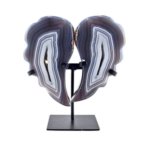 HomeRoots 13" Gray Glass Crystal Sculpture - Elegant Hand-Finished Modern Home Accent for Stylish Decor & Gifts 719318