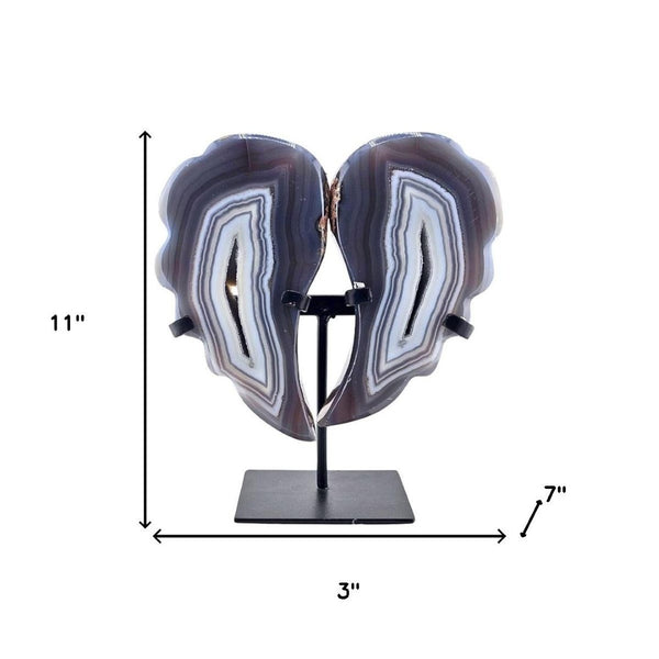 HomeRoots 13" Gray Glass Crystal Sculpture - Elegant Hand-Finished Modern Home Accent for Stylish Decor & Gifts 719318