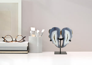 HomeRoots 13" Gray Glass Crystal Sculpture - Elegant Hand-Finished Modern Home Accent for Stylish Decor & Gifts 719318