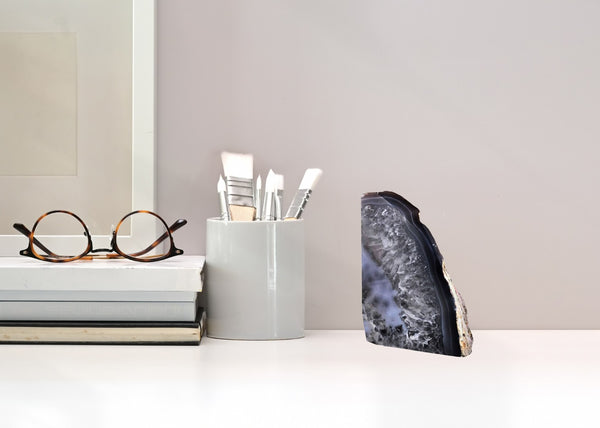 HomeRoots 8" Gray Glass Crystal Sculpture - Hand-Finished Elegant Décor for Stylish Home Accents and Gifts 719324