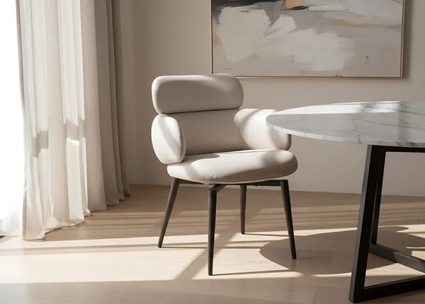 HomeRoots Set of Four Stylish Faux Suede Dining Chairs with Black Steel Legs for Modern and Vintage Interiors 719326