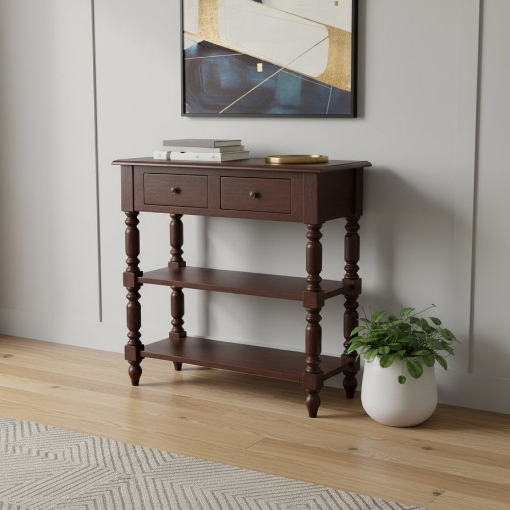 HomeRoots 18" Handcrafted Brown Solid Wood End Table with Drawer & Shelf - Versatile Rustic Accent Piece 719328