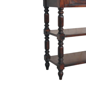 HomeRoots 18" Handcrafted Brown Solid Wood End Table with Drawer & Shelf - Versatile Rustic Accent Piece 719328