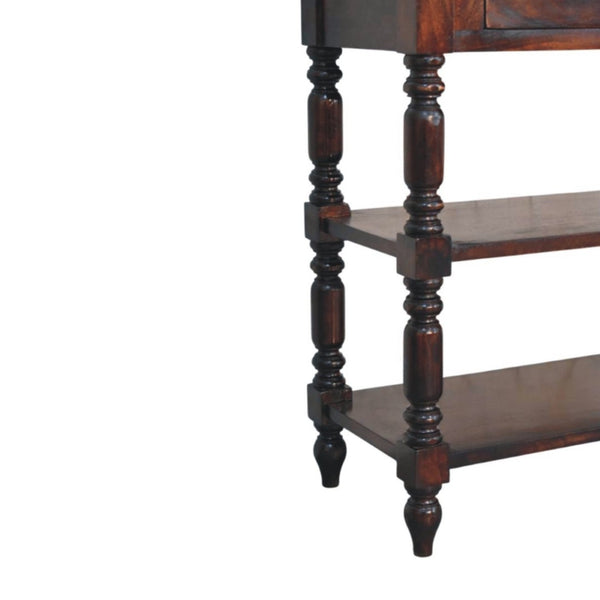 HomeRoots 18" Handcrafted Brown Solid Wood End Table with Drawer & Shelf - Versatile Rustic Accent Piece 719328