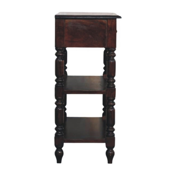 HomeRoots 18" Handcrafted Brown Solid Wood End Table with Drawer & Shelf - Versatile Rustic Accent Piece 719328