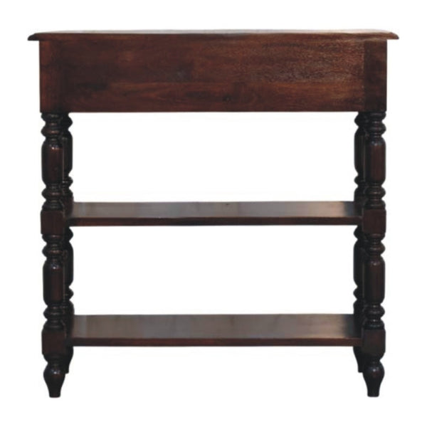 HomeRoots 18" Handcrafted Brown Solid Wood End Table with Drawer & Shelf - Versatile Rustic Accent Piece 719328