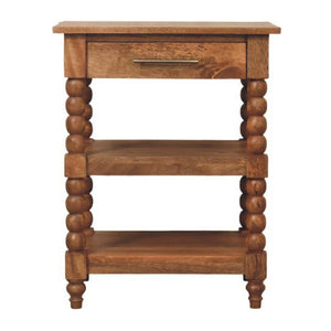 HomeRoots 28" Brown Solid Wood End Table with Drawer & Shelf - Handcrafted Mango Wood, Versatile & Stylish Accent 719336