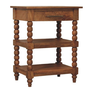 HomeRoots 28" Brown Solid Wood End Table with Drawer & Shelf - Handcrafted Mango Wood, Versatile & Stylish Accent 719336