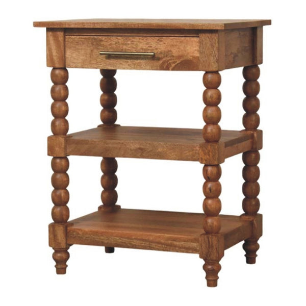 HomeRoots 28" Brown Solid Wood End Table with Drawer & Shelf - Handcrafted Mango Wood, Versatile & Stylish Accent 719336