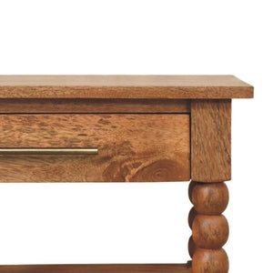 HomeRoots 28" Brown Solid Wood End Table with Drawer & Shelf - Handcrafted Mango Wood, Versatile & Stylish Accent 719336