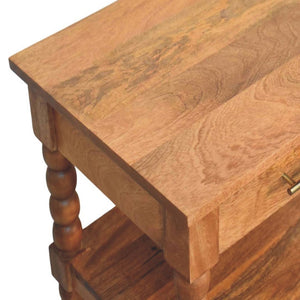 HomeRoots 28" Brown Solid Wood End Table with Drawer & Shelf - Handcrafted Mango Wood, Versatile & Stylish Accent 719336