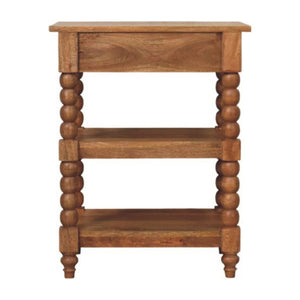 HomeRoots 28" Brown Solid Wood End Table with Drawer & Shelf - Handcrafted Mango Wood, Versatile & Stylish Accent 719336