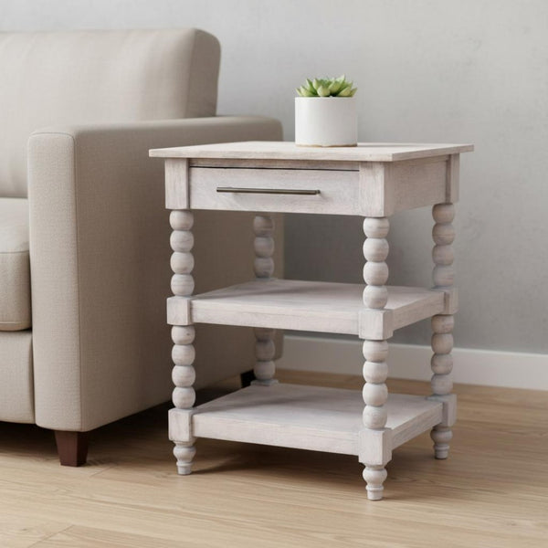 HomeRoots 22" Charming Brown Solid Wood End Table with Drawer & Shelf – Perfect for Home Décor & Storage! 719337