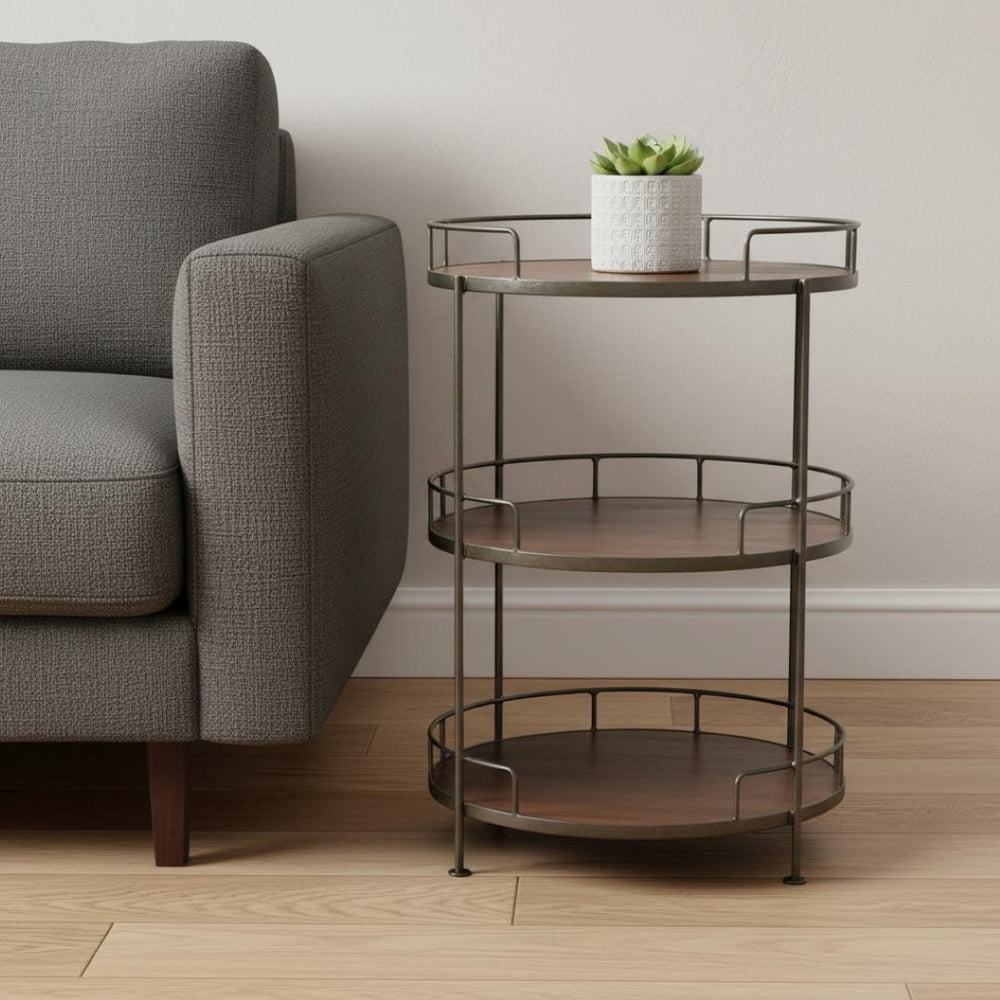 HomeRoots 24" Handcrafted Brown Solid Wood End Table with Drawer & Shelf – Versatile, Timeless Design for Any Room 719339