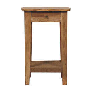HomeRoots 24" Handcrafted Solid Mango Wood End Table with Drawer & Shelf - Versatile Accent for Any Space 719340
