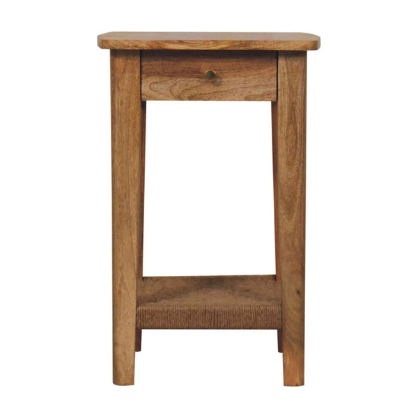 HomeRoots 24" Handcrafted Solid Mango Wood End Table with Drawer & Shelf - Versatile Accent for Any Space 719340