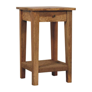 HomeRoots 24" Handcrafted Solid Mango Wood End Table with Drawer & Shelf - Versatile Accent for Any Space 719340