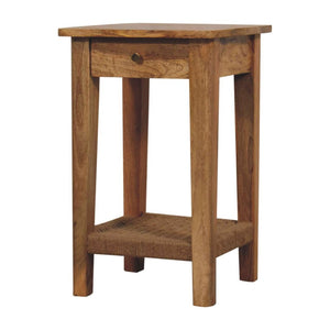 HomeRoots 24" Handcrafted Solid Mango Wood End Table with Drawer & Shelf - Versatile Accent for Any Space 719340