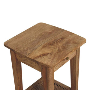 HomeRoots 24" Handcrafted Solid Mango Wood End Table with Drawer & Shelf - Versatile Accent for Any Space 719340
