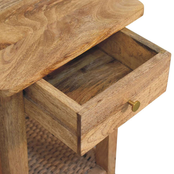 HomeRoots 24" Handcrafted Solid Mango Wood End Table with Drawer & Shelf - Versatile Accent for Any Space 719340