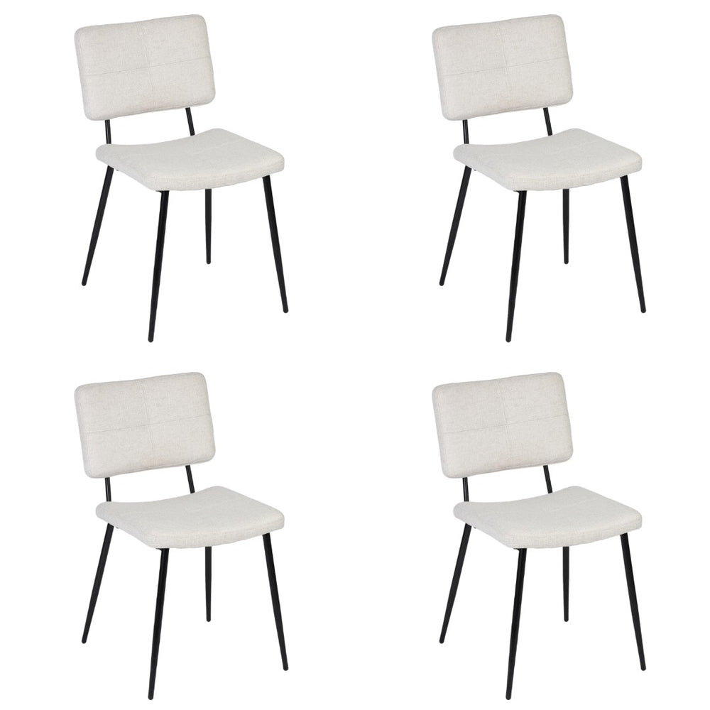 HomeRoots Set of Two Modern Beige Fabric Dining Arm Chairs with Black Steel Legs for Versatile Comfort 719343