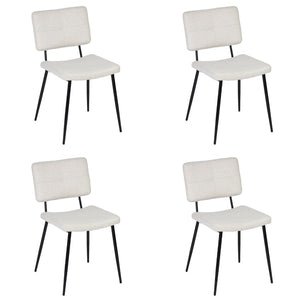 HomeRoots Set of Two Modern Beige Fabric Dining Arm Chairs with Black Steel Legs for Versatile Comfort 719343