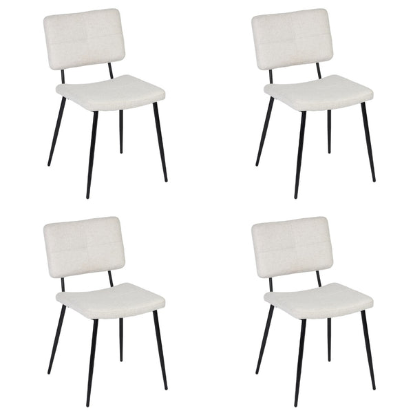 HomeRoots Set of Two Modern Beige Fabric Dining Arm Chairs with Black Steel Legs for Versatile Comfort 719343