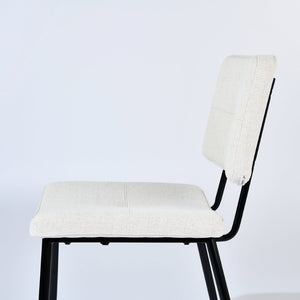 HomeRoots Set of Two Modern Beige Fabric Dining Arm Chairs with Black Steel Legs for Versatile Comfort 719343