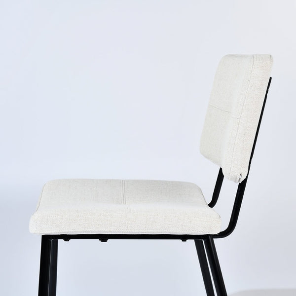 HomeRoots Set of Two Modern Beige Fabric Dining Arm Chairs with Black Steel Legs for Versatile Comfort 719343