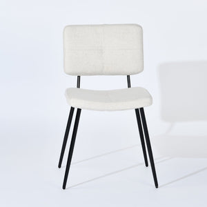 HomeRoots Set of Two Modern Beige Fabric Dining Arm Chairs with Black Steel Legs for Versatile Comfort 719343