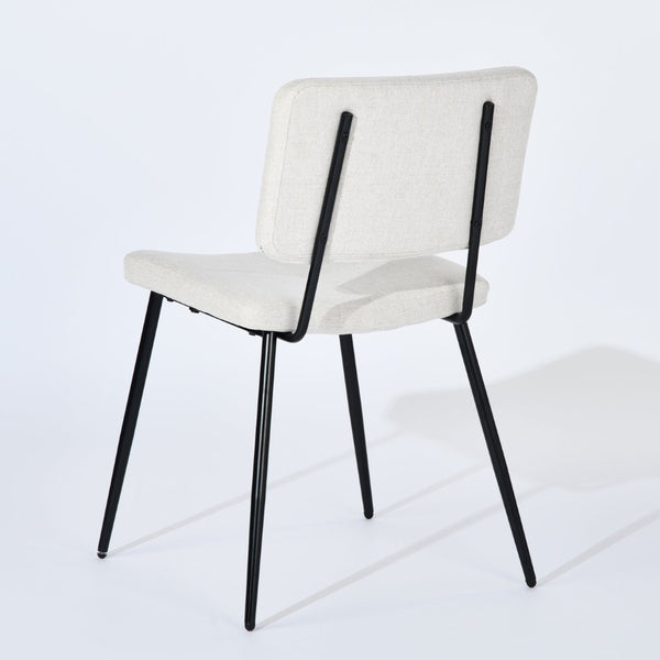 HomeRoots Set of Two Modern Beige Fabric Dining Arm Chairs with Black Steel Legs for Versatile Comfort 719343