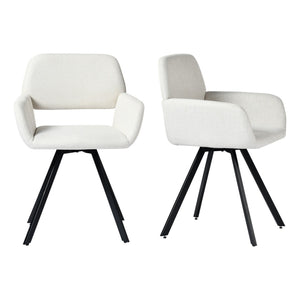 HomeRoots Set of Two Modern Espresso Faux Suede Dining Arm Chairs with Swivel Steel Legs for Comfort & Style 719344